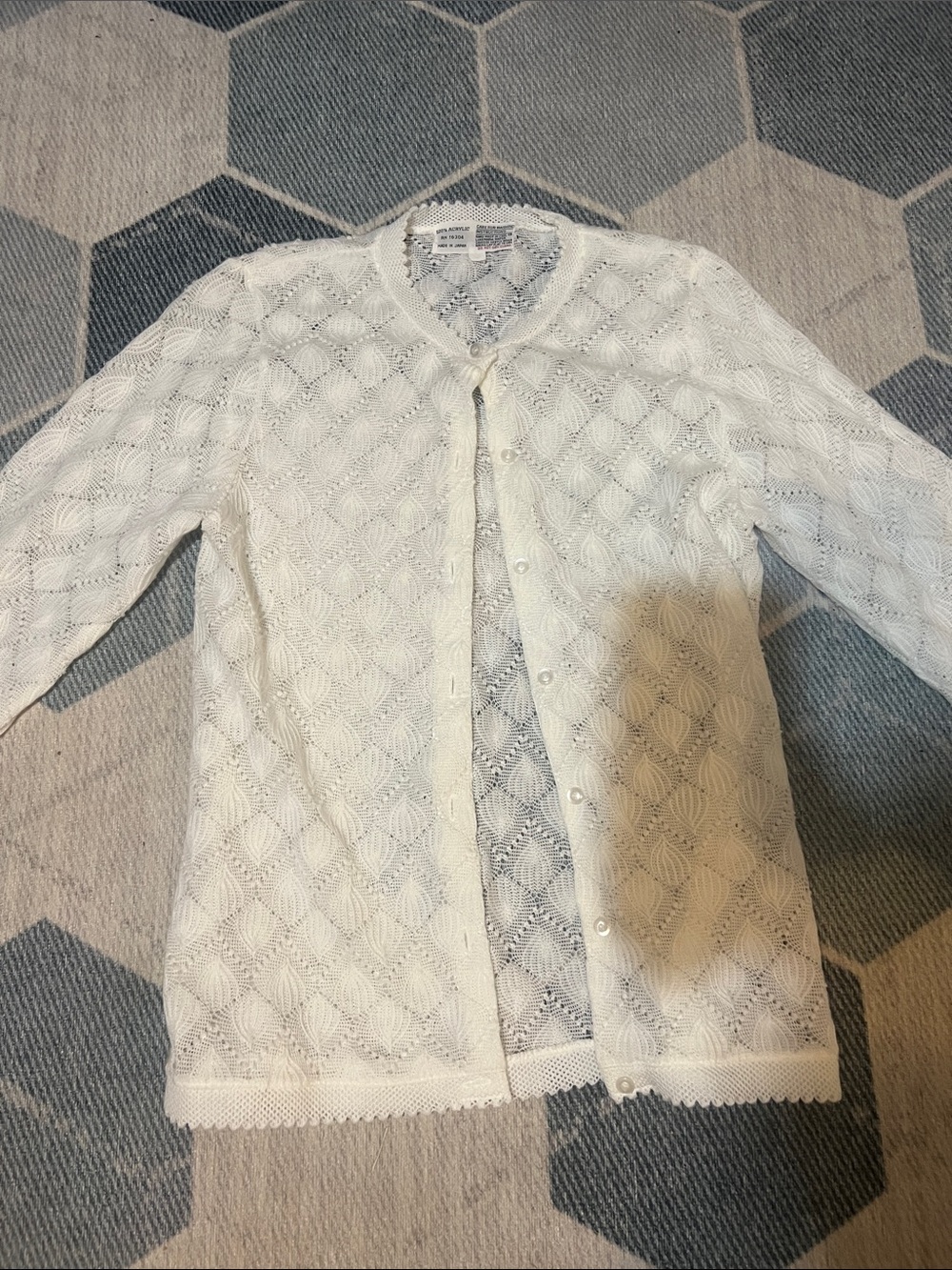 Source Unknown White Lace Knit Button-Front Cardigan
